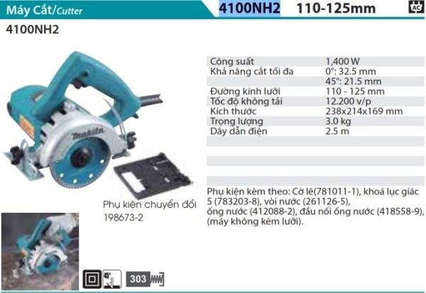 Máy Cắt Đá/gạch Makita 4100NH2 (110-125mm)