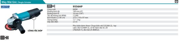 Máy Mài Góc Makita 9556HP (100mm/840w/công tắc bóp)