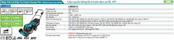 Máy Cắt Cỏ Đẩy Dùng Pin Makita LM001CZ (530mm/chỉ dùng (không kèm pin sạc)