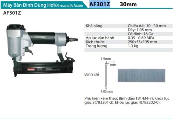 Máy Bắn Đinh Dùng Hơi Makita AF301Z