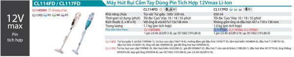 Máy Hút Bụi Dùng Pin Makita CL117FDX1 (khoang chứa bụi m (kèm 01 pin + sạc)