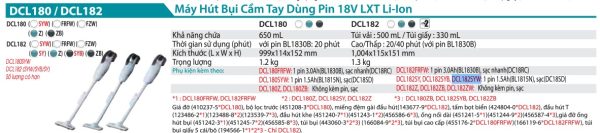 Máy Hút Bụi Dùng Pin Makita DCL182SYW (18v) (kèm 01 pin + sạc)