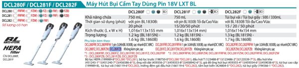 Máy Hút Bụi Dùng Pin Makita DCL280FZB (hepa/bl)(18v) (không kèm pin sạc)