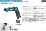 Máy Khoan Và Vặn Vít Dùng Pin Makita DF012DSE (7.2v) (kèm 02 pin + sạc)