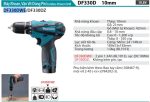 Máy Khoan Và Vặn Vít Dùng Pin Makita DF330DWE (10.8v) (kèm 02 pin 1.5ah + sạc)