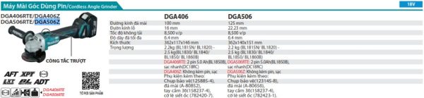 Máy Mài Góc Dùng Pin Makita DGA506Z (125mm/công tắc trượt (không kèm pin sạc)