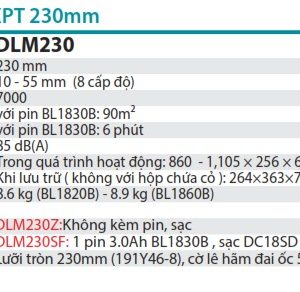 Máy Cắt Cỏ Đẩy Dùng Pin Makita DLM230Z (230mm)(18v) (không kèm pin sạc)