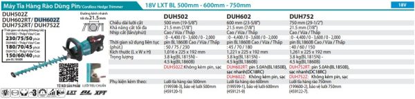 Máy Tỉa Hàng Rào Dùng Pin Makita DUH602Z (600mm/bl)(18v) (không kèm pin sạc)