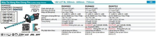 Máy Tỉa Hàng Rào Dùng Pin Makita DUH752Z (750mm/bl)(18v) (không kèm pin sạc)