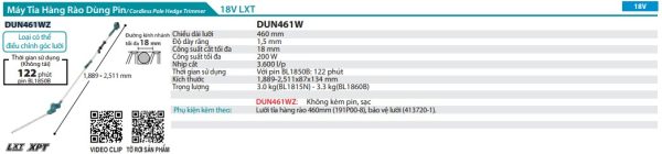 Máy Tỉa Hàng Rào Dùng Pin Makita DUN461WZ (460mm)(18v) (không kèm pin sạc)