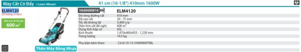 Máy Cắt Cỏ Đẩy Dùng Điện Makita ELM4120 (410mm)