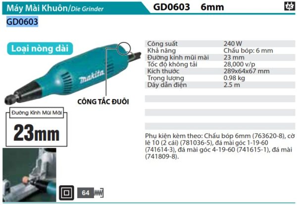 Máy Mài Khuôn Makita GD0603 (6mm)