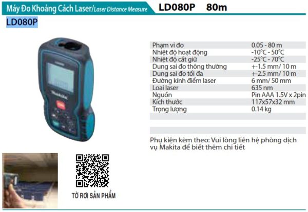 Máy Đo Khoảng Cách Laser Makita LD080P