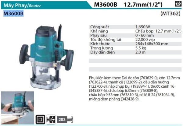 Máy Phay Makita M3600B (12,7mm/1/2'')