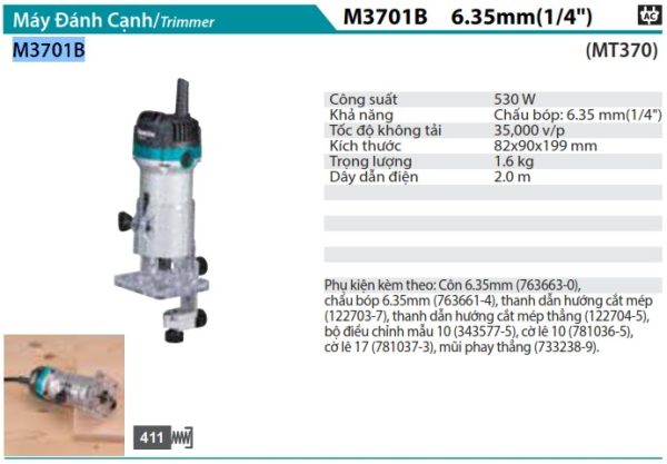 Máy Đánh Cạnh Makita M3701B (6,35mm/1/4")