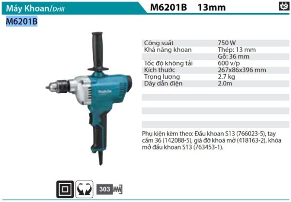 Máy Khoan Makita M6201B (13mm)