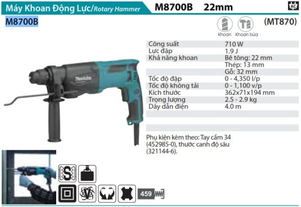 Máy Khoan Bê Tông Makita M8700B (22mm)