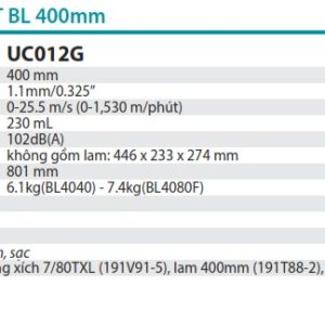 Máy Cưa Xích Dùng Pin Makita UC012GZ (400mm/80txl/bl) (không kèm pin sạc)