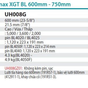 Máy Tỉa Hàng Rào Dùng Pin Makita UH008GZ01 (600mm/bl)(40v (không kèm pin sạc)