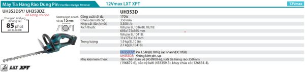 Máy Cắt Tỉa Hàng Rào Dùng Pin Makita UH353DSY (12v max) (kèm 01 pin + sạc)