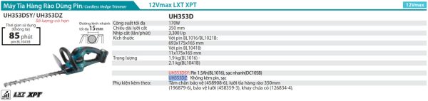 Máy Cắt Tỉa Hàng Rào Dùng Pin Makita UH353DZ (12v max) (không kèm pin sạc)