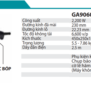 Máy Mài Góc Makita GA9090 (230MM/2200W/CÔNG TẮC BÓP)