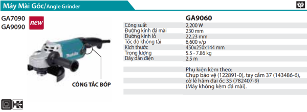 Máy Mài Góc Makita GA9090 (230MM/2200W/CÔNG TẮC BÓP)