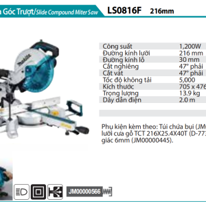 Máy cưa đa góc trượt 1200W Makita LS0816F (216mm)